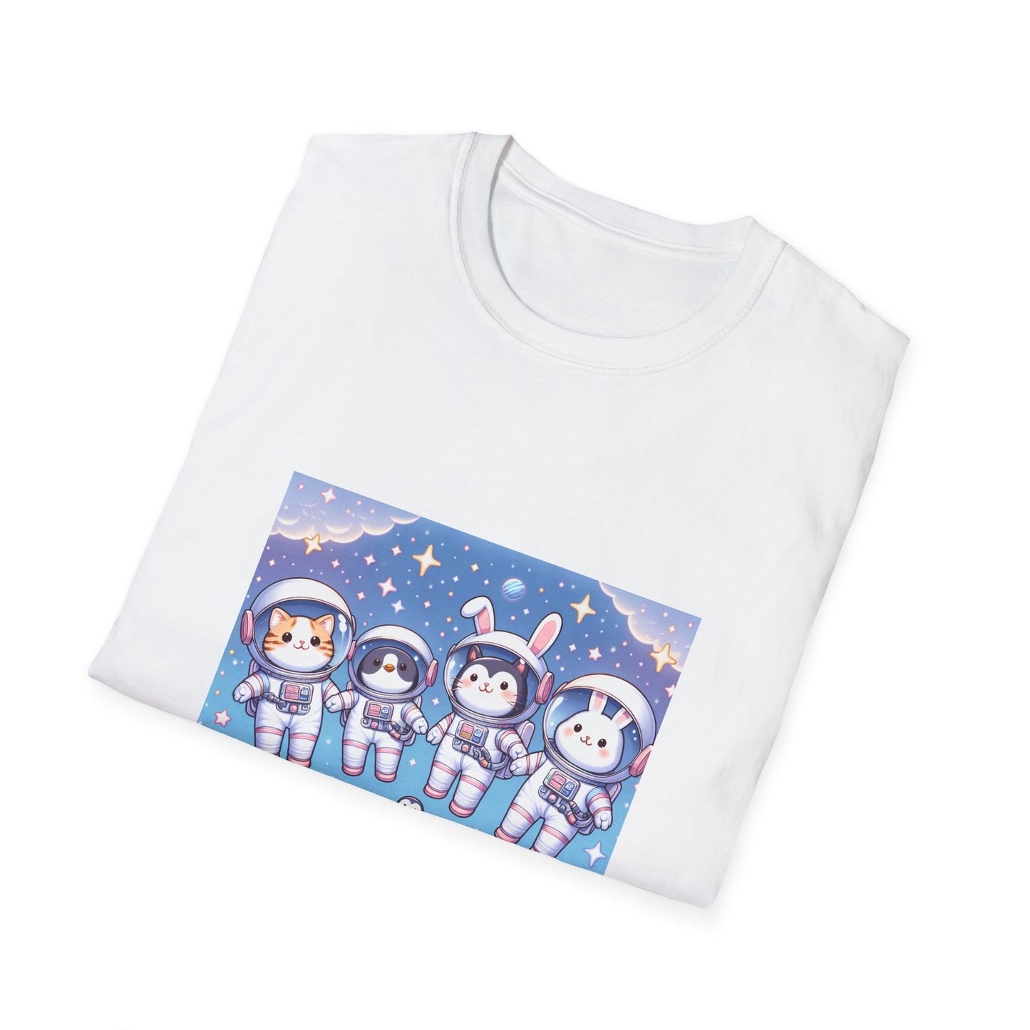 Cute Astronaut Animals Unisex T-Shirt, Graphic Tee for Space Lovers, Fun Gift for Kids and Adults, Birthday, Halloween, Cosmic Theme