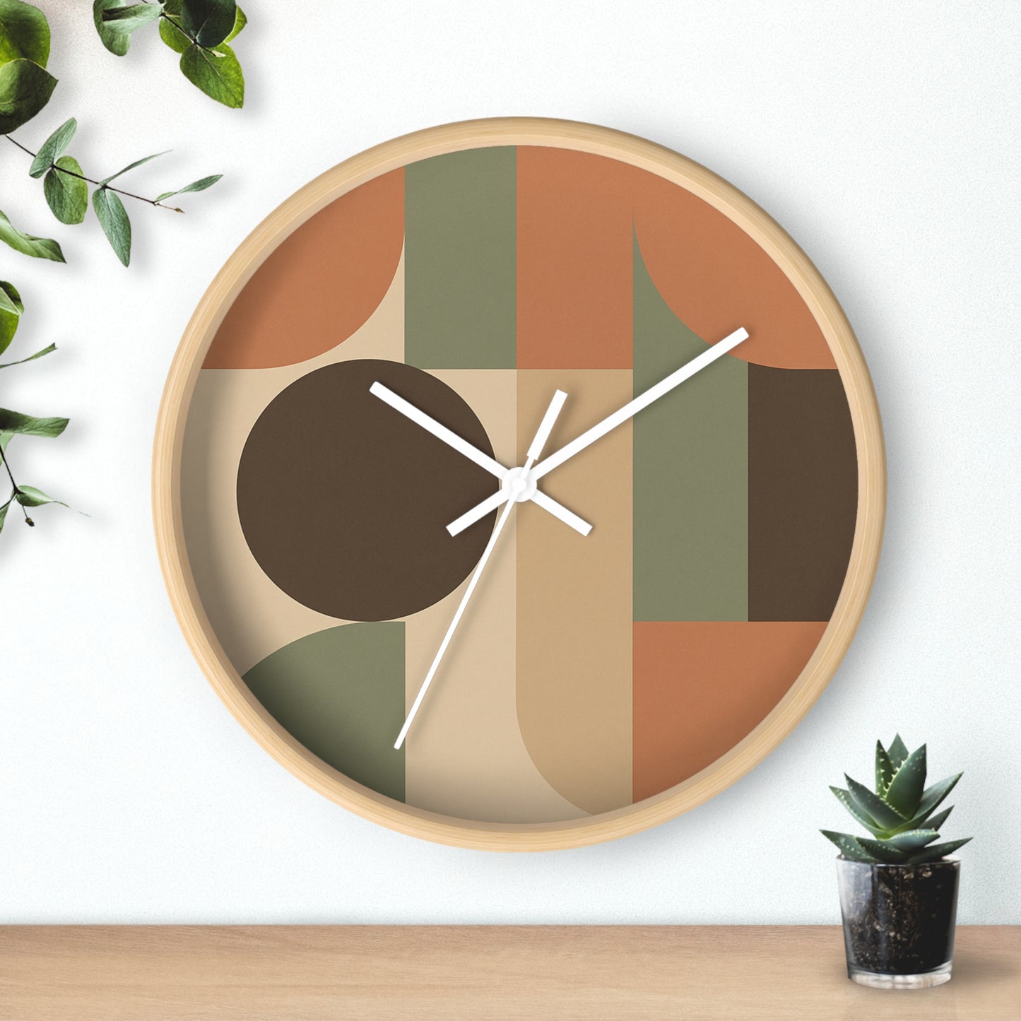 Modern Geometric Wall Clock, Boho Decor, Home Office Wall Art, Gift for Her, Minimalist Design