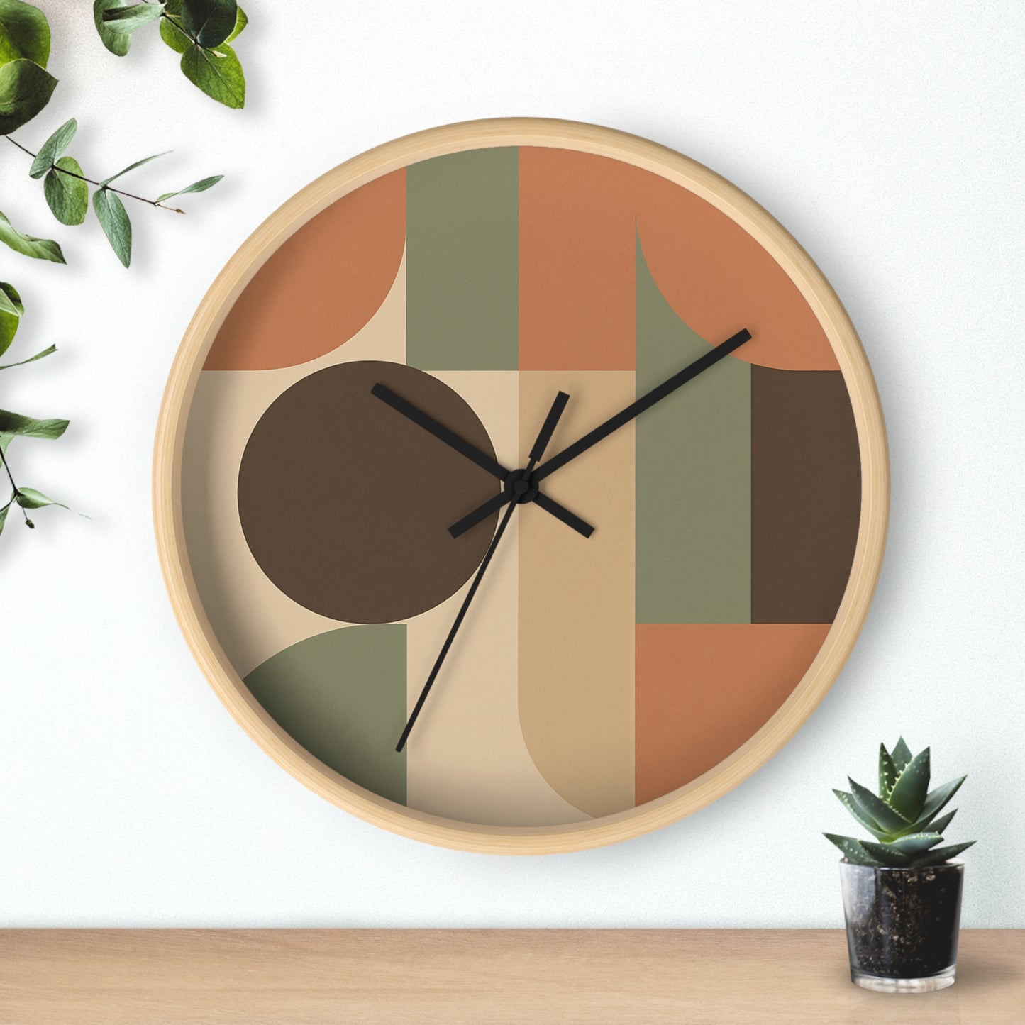 Modern Geometric Wall Clock, Boho Decor, Home Office Wall Art, Gift for Her, Minimalist Design