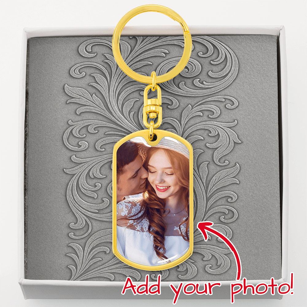 Vertical Swirl Photo Dog Tag Keychain
