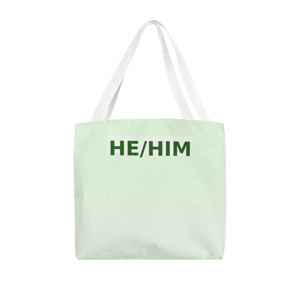 He/Him Pronoun Tote Bag (Pastel Top)