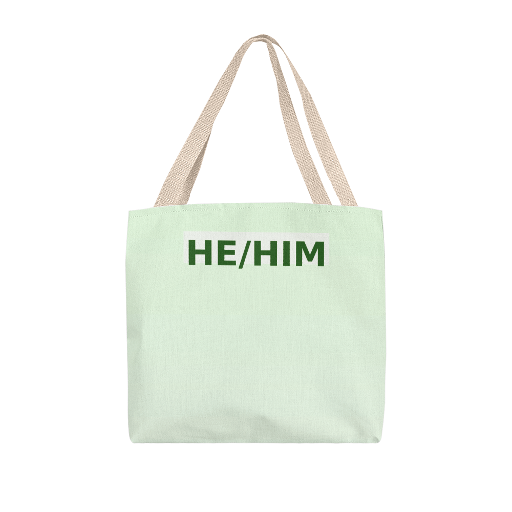 He/Him Pronoun Tote Bag (Pastel Top)