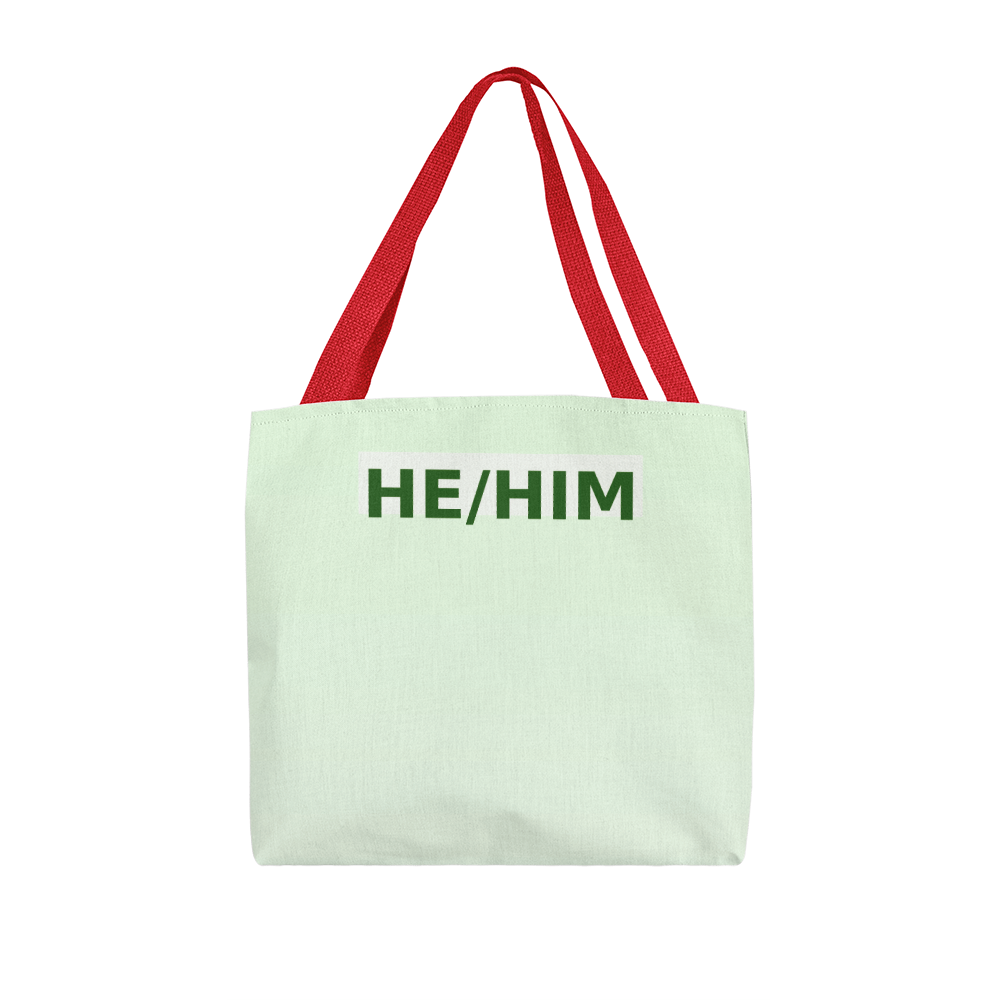 He/Him Pronoun Tote Bag (Pastel Top)