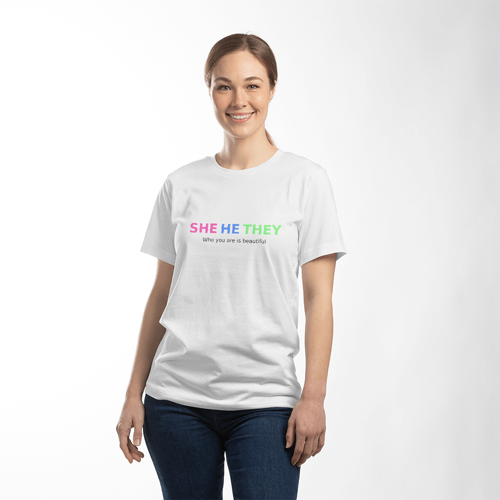 She He They Pronoun Pride Text Tee