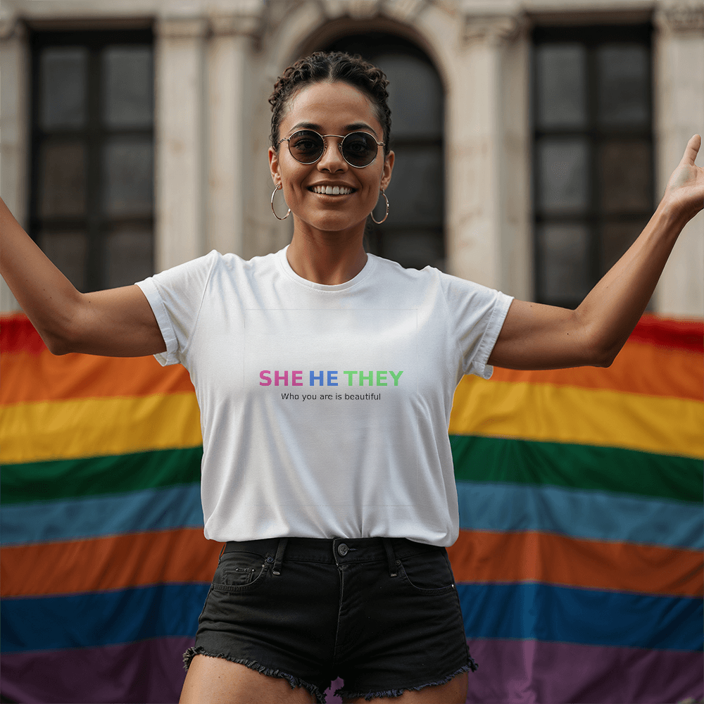 She He They Pronoun Pride Text Tee