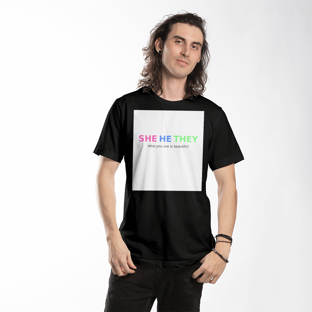 She He They Pronoun Pride Text Tee