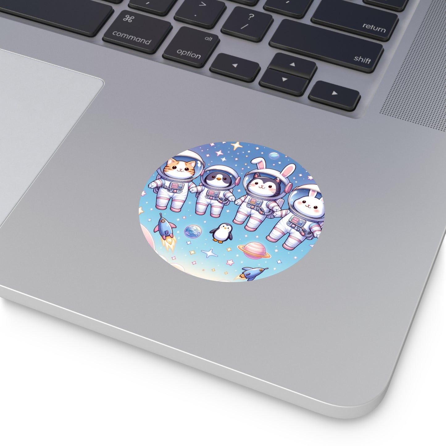 Adorable Space Animals Round Vinyl Stickers