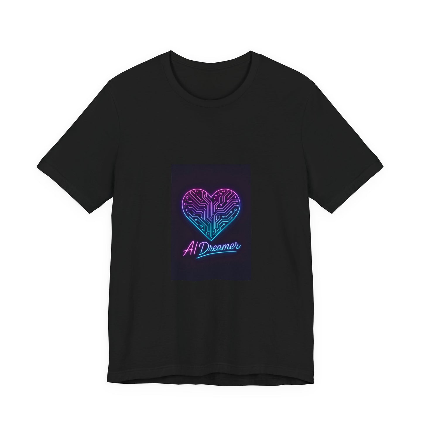 AI Dreamer Neon Heart Tee – Retro Futuristic T-Shirt