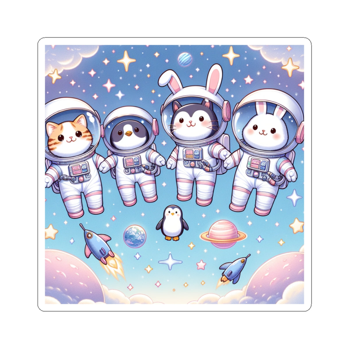 Galactic Animal Friends Sticker Sheet