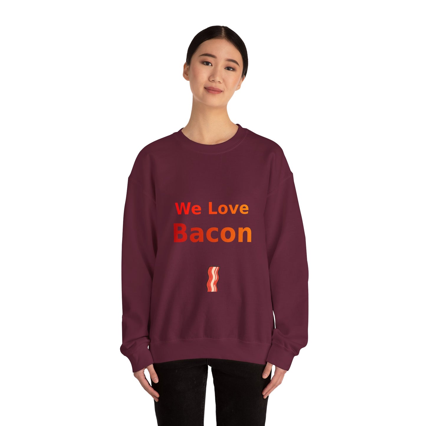 We Love Bacon — Crewneck Sweatshirt (Gildan 18000)