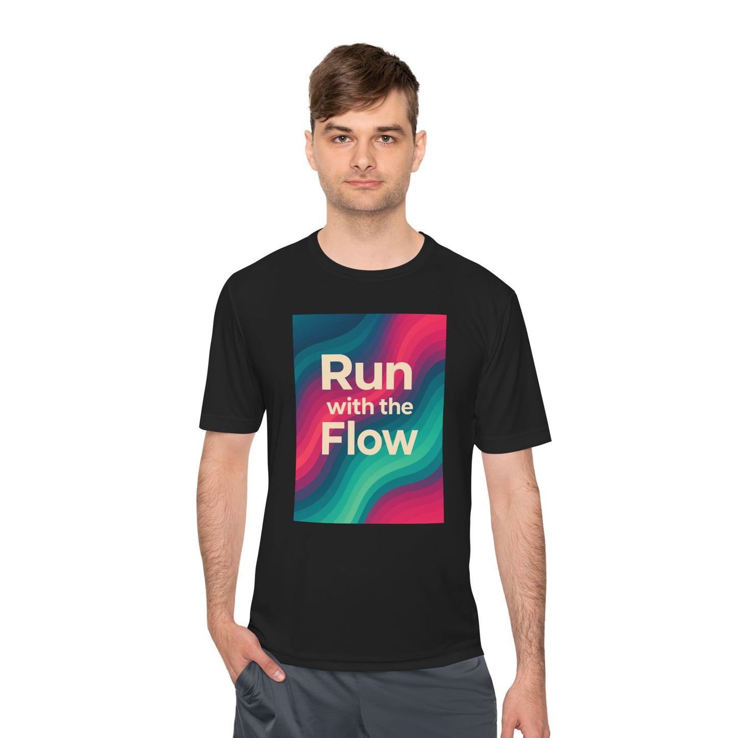 Run with the Flow Activewear Tee – Motivational Moisture-Wicking T-Shirt