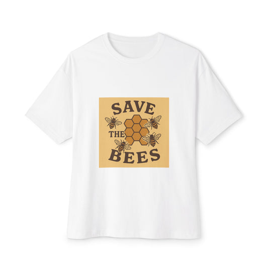 Save the Bees Oversized Boxy Tee – Vintage Honeycomb Bee Graphic T‑Shirt