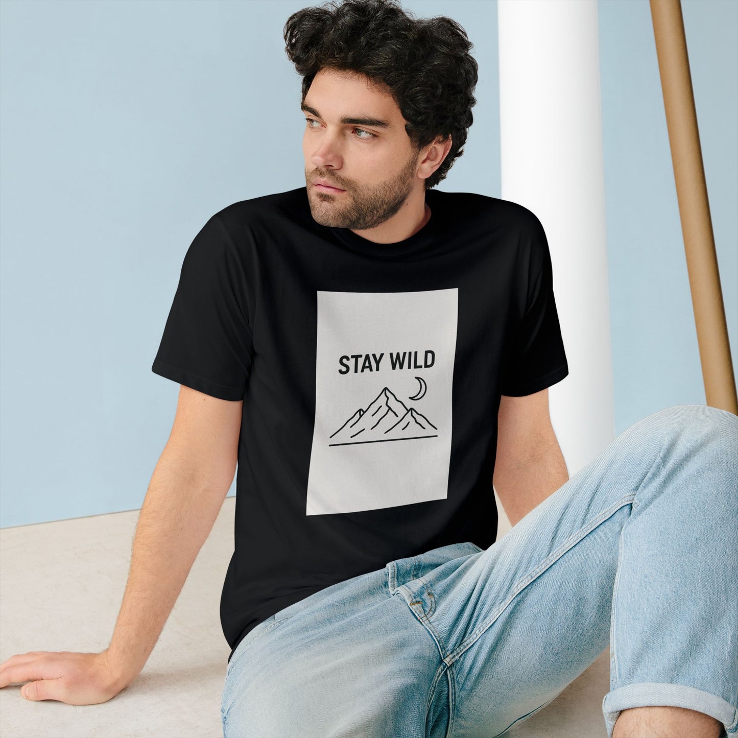 Stay Wild Minimalist Tee – Organic Cotton Nature Graphic T-Shirt