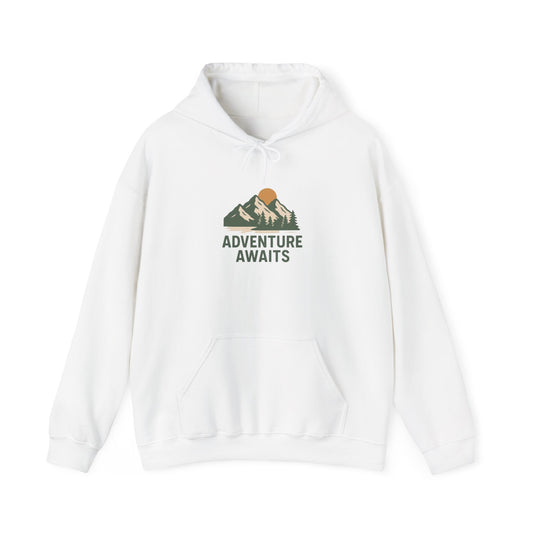 Adventure Awaits Unisex Hoodie, Cozy Outdoor Sweatshirt, Camping Gift, Hiking Apparel, Travel Essential, Nature Lover's Gear