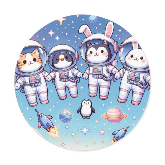Adorable Space Animals Round Vinyl Stickers
