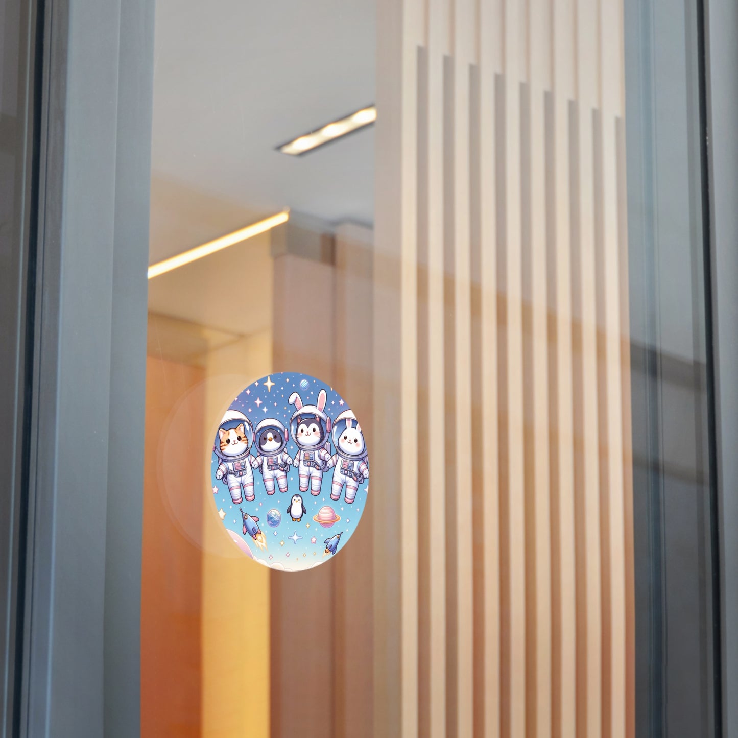 Adorable Space Animals Round Vinyl Stickers
