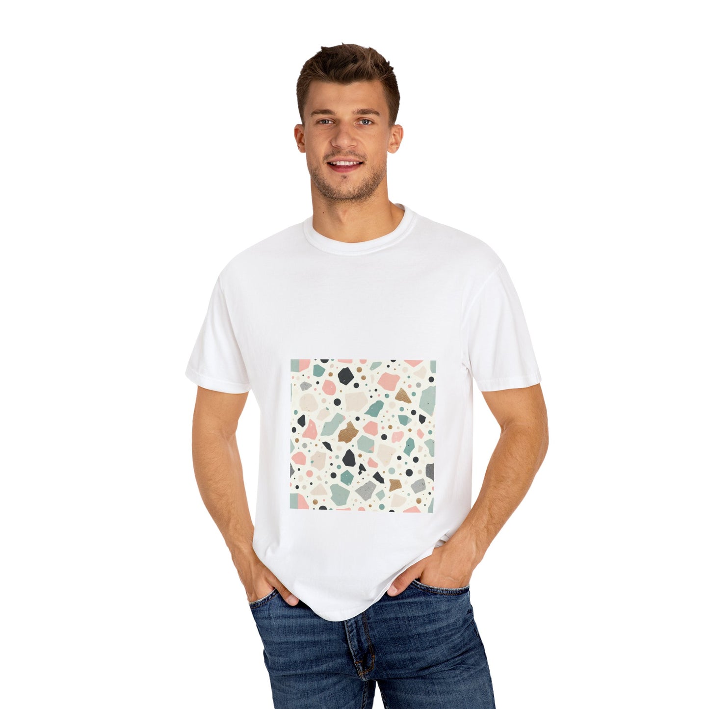 Trendy Terrazzo Pattern Garment-Dyed Tee
