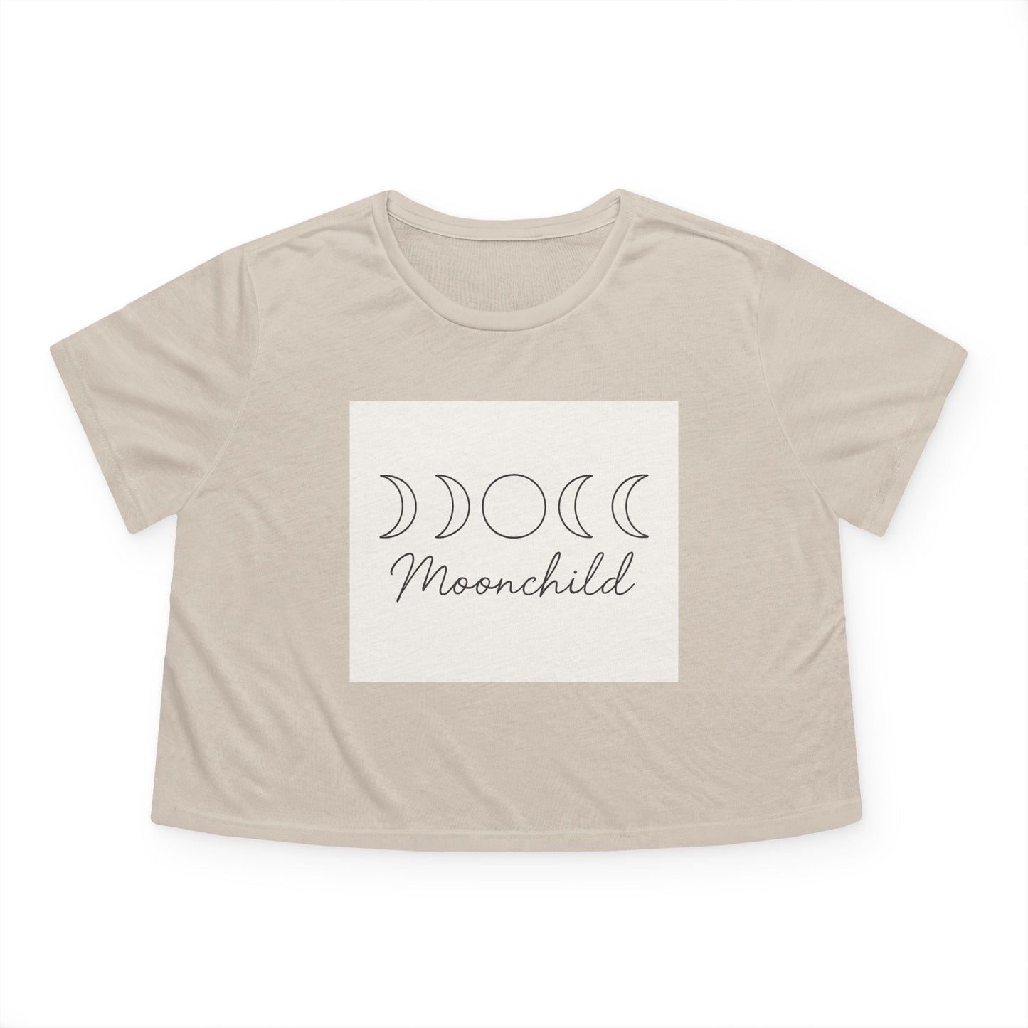Moonchild Women's Flowy Crop Tee – Minimal Lunar Phases Cropped Top