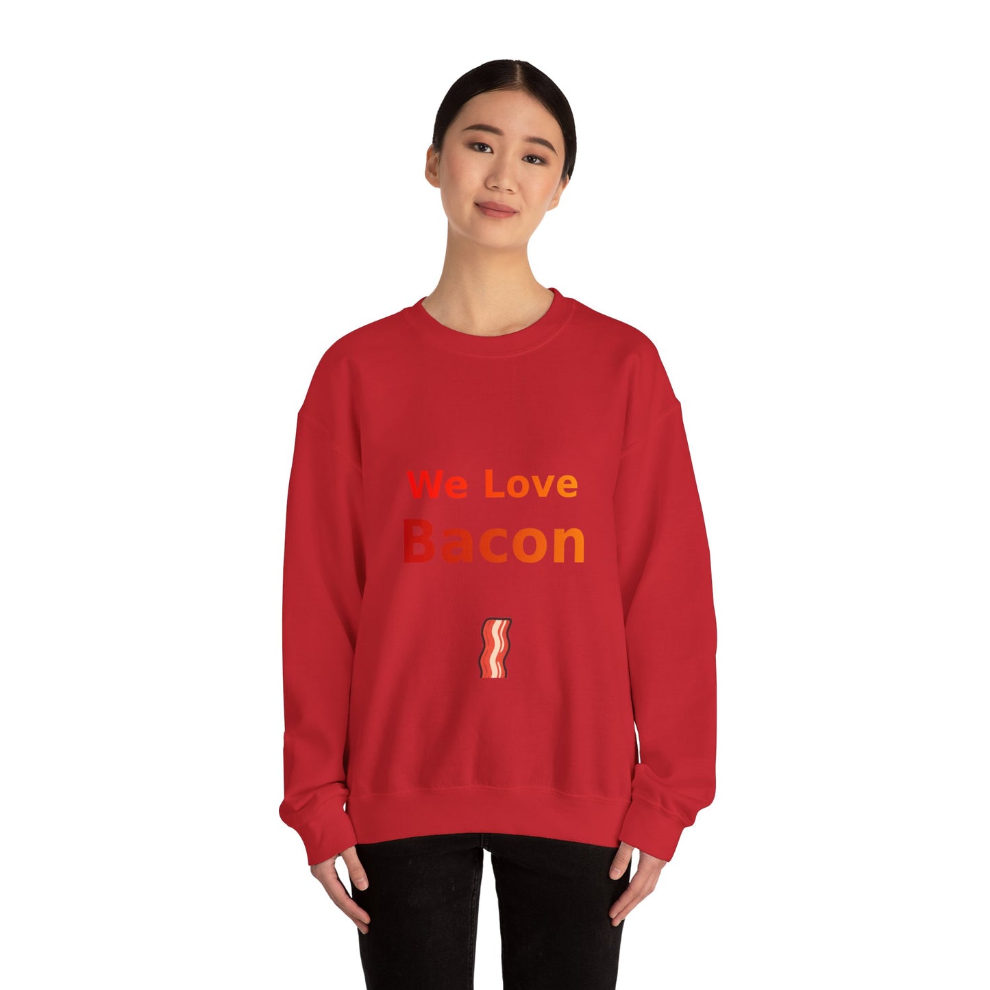 We Love Bacon — Crewneck Sweatshirt (Gildan 18000)