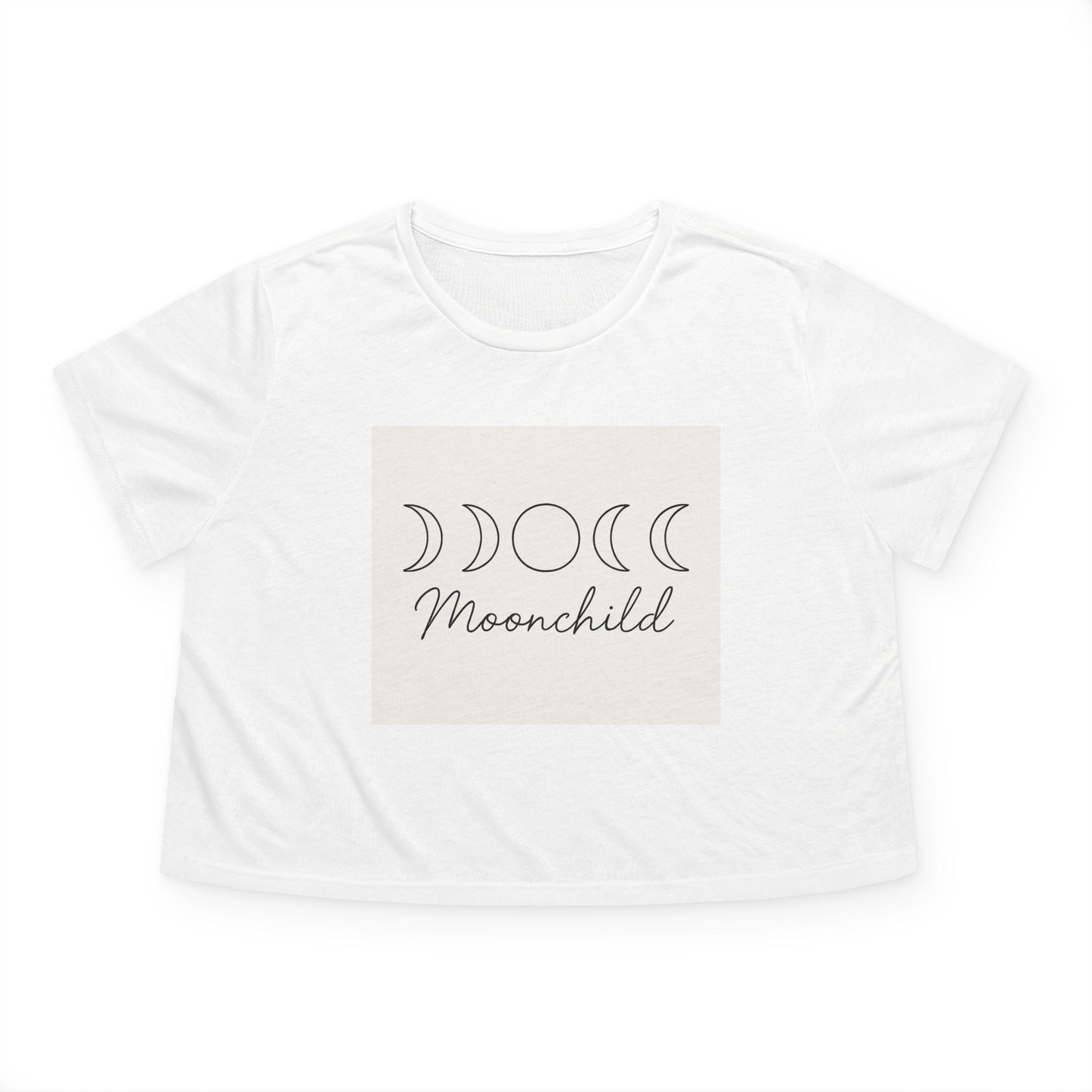 Moonchild Women's Flowy Crop Tee – Minimal Lunar Phases Cropped Top