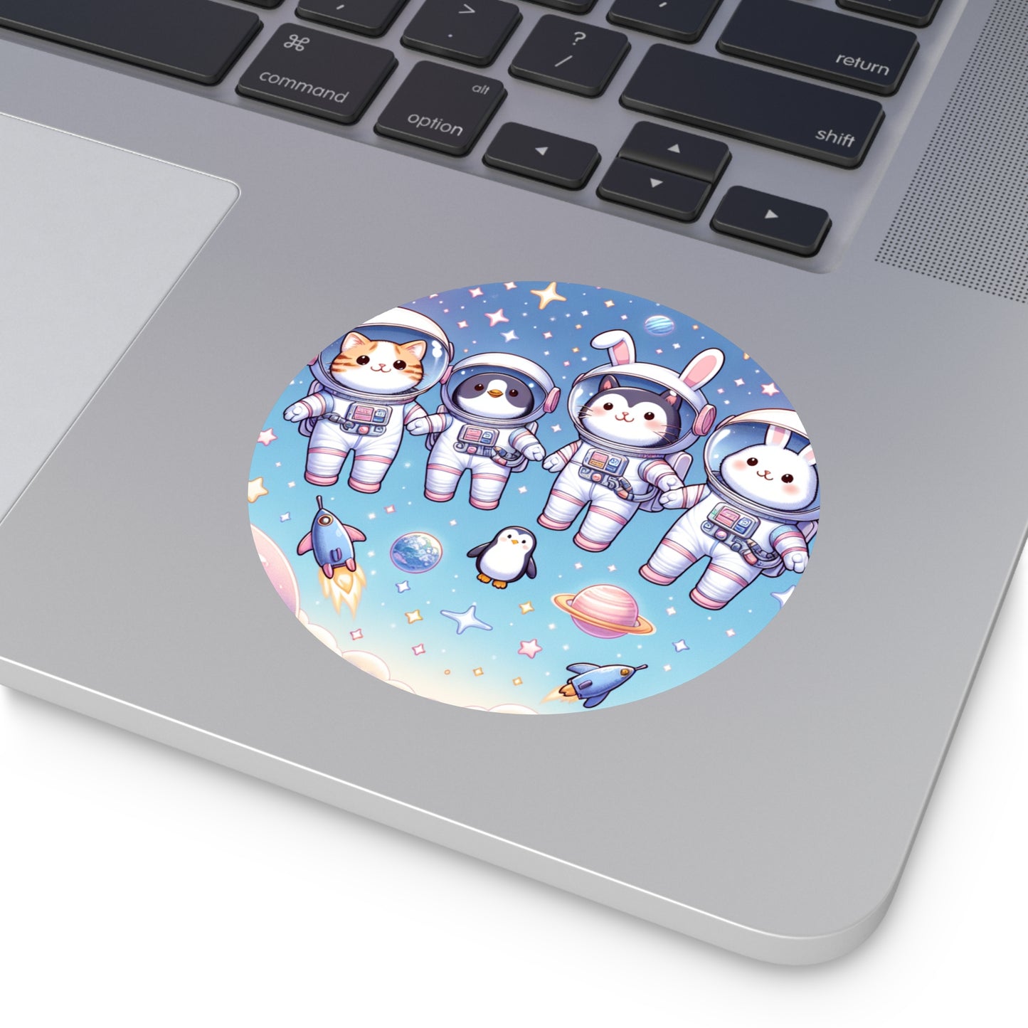 Adorable Space Animals Round Vinyl Stickers