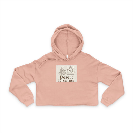 Desert Dreamer Cropped Hoodie – Boho Desert Line Art Hoodie