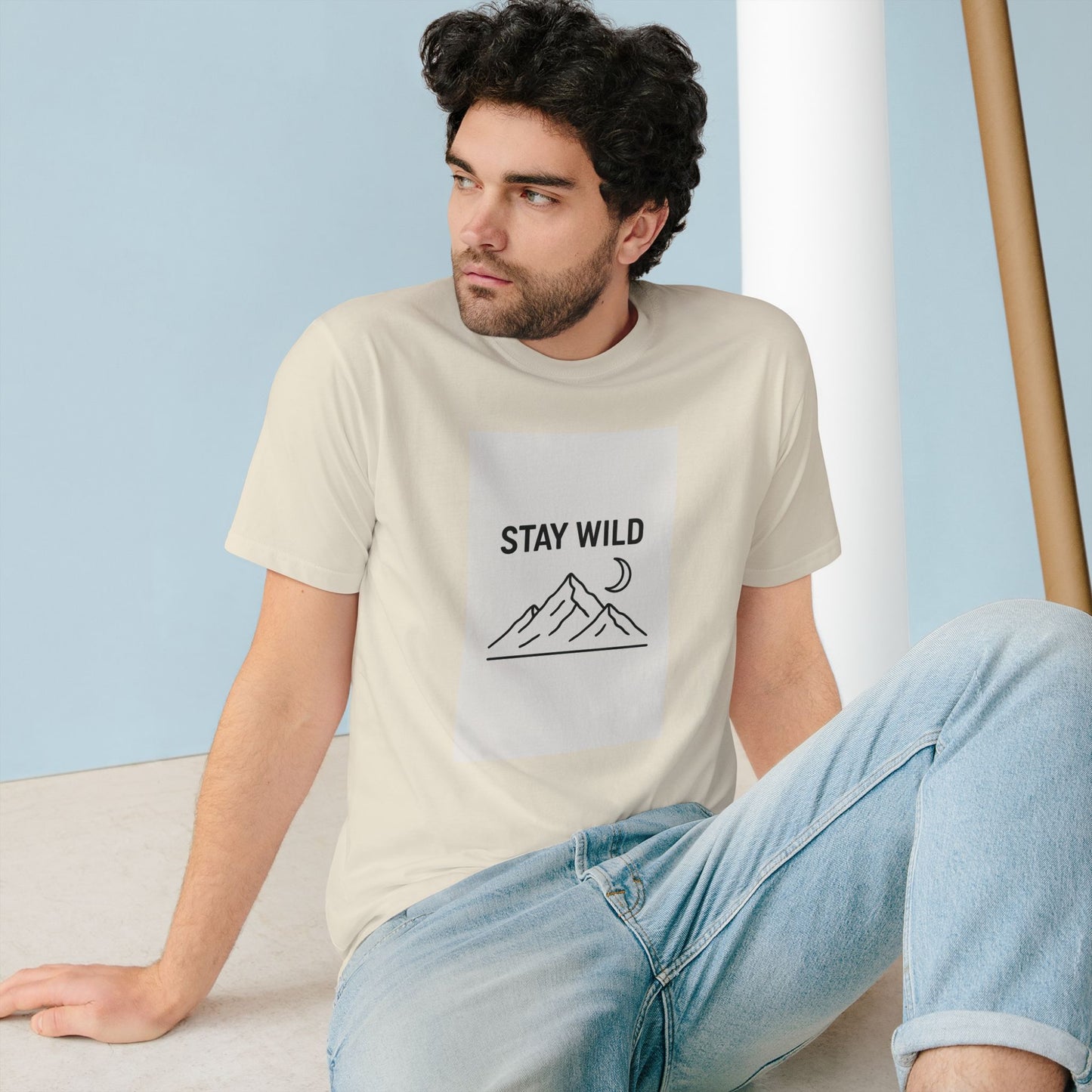 Stay Wild Minimalist Tee – Organic Cotton Nature Graphic T-Shirt