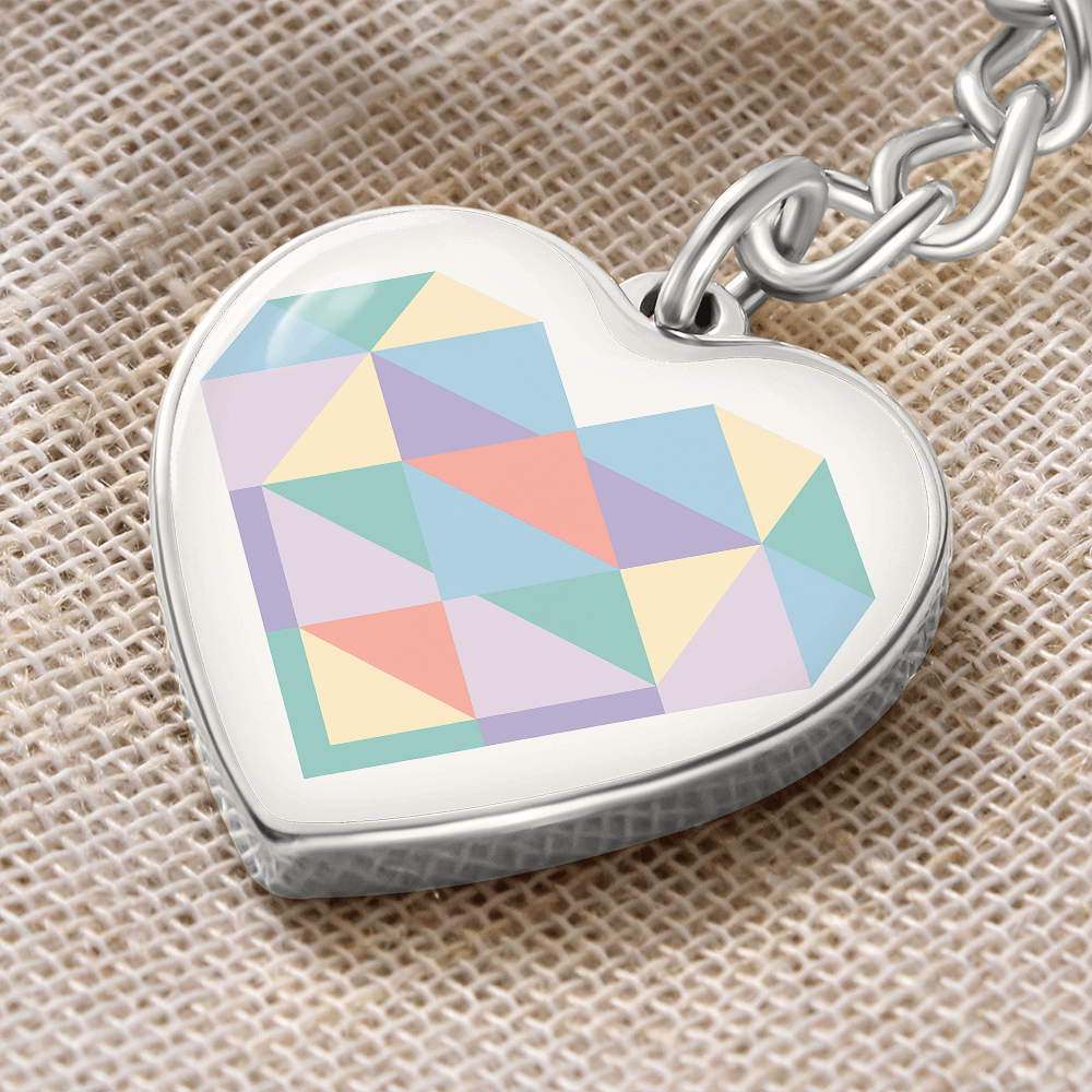 Modern Geometric Heart Keychain