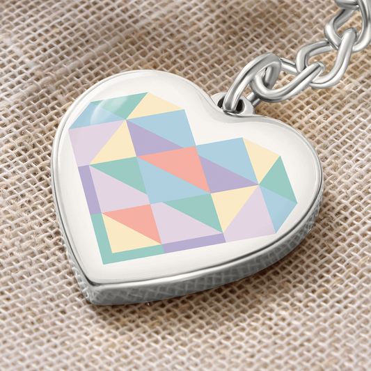Modern Geometric Heart Keychain