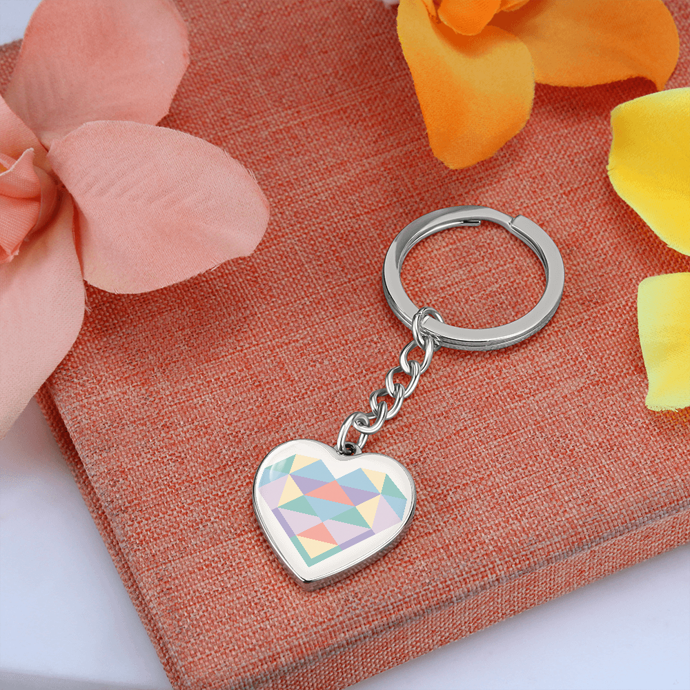 Modern Geometric Heart Keychain