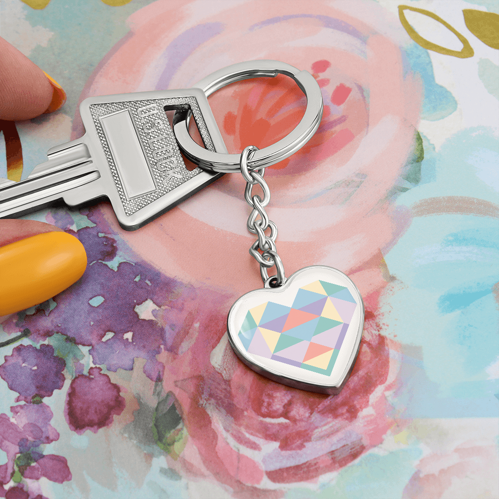 Modern Geometric Heart Keychain