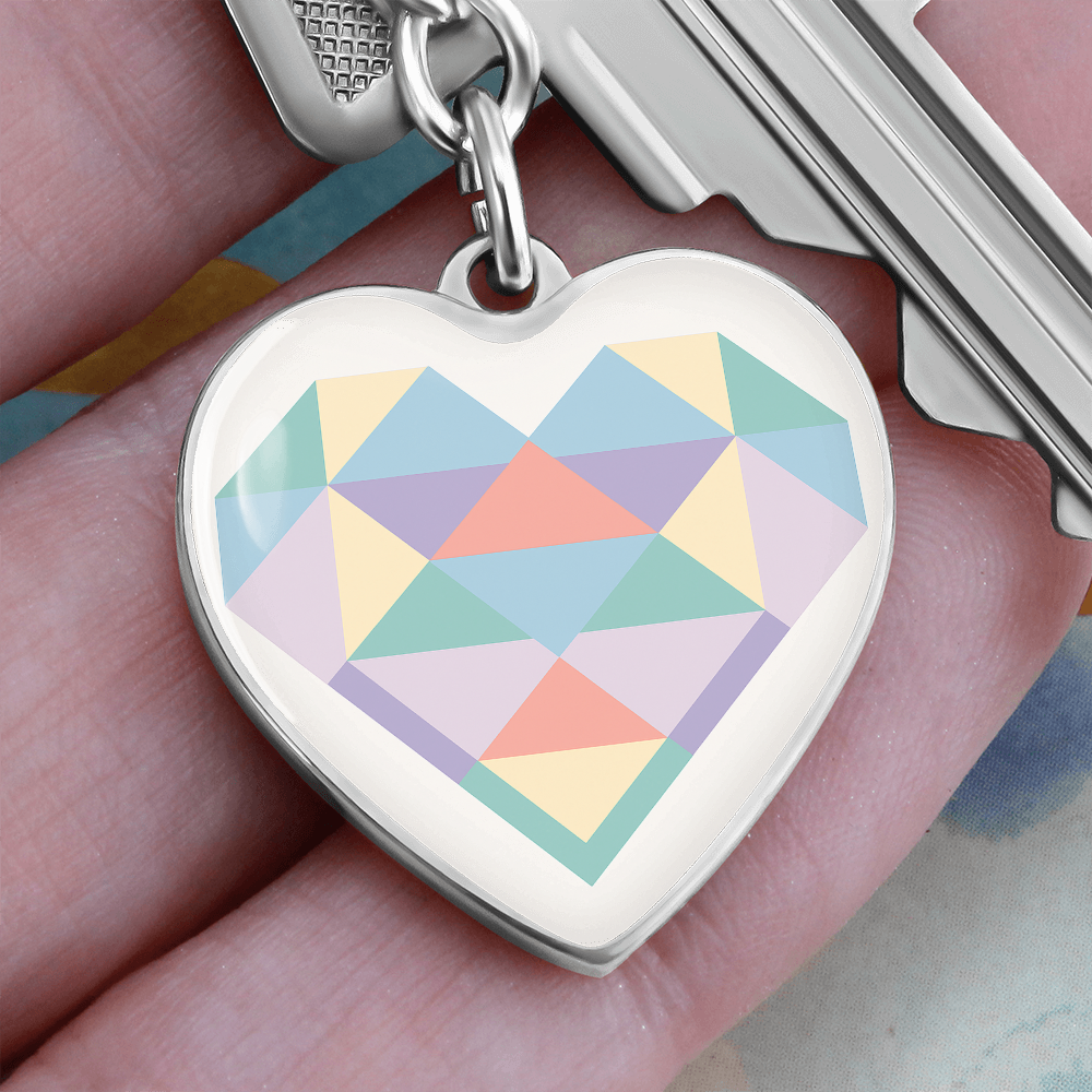 Modern Geometric Heart Keychain