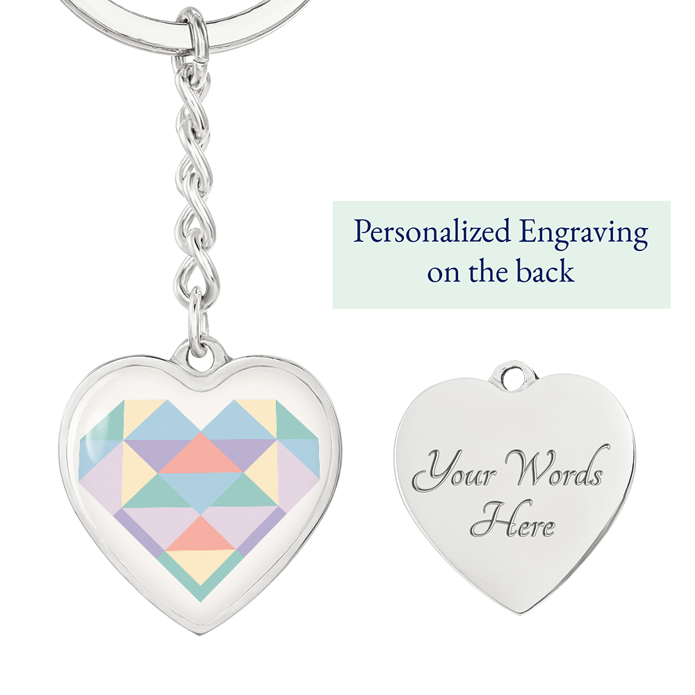 Modern Geometric Heart Keychain