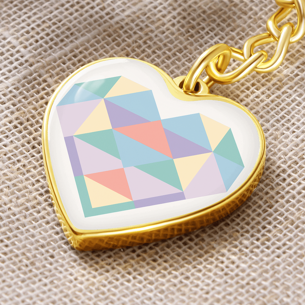 Modern Geometric Heart Keychain