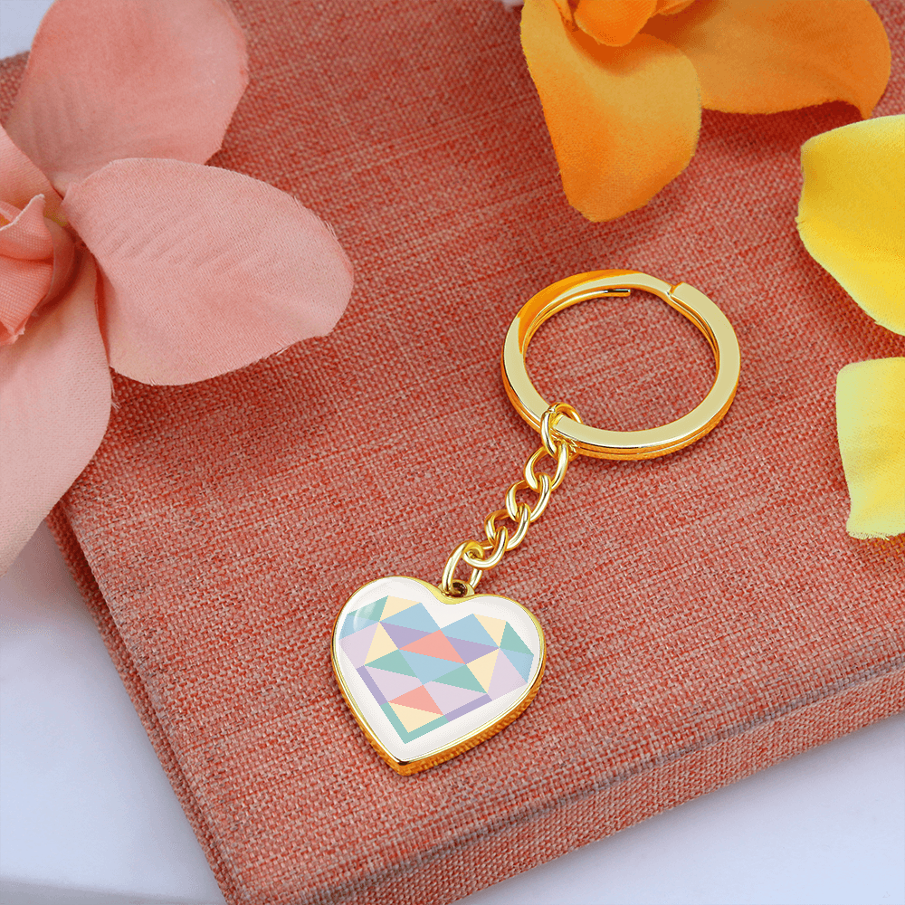 Modern Geometric Heart Keychain