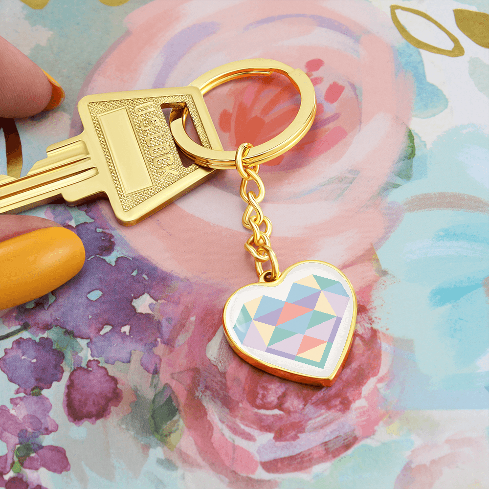 Modern Geometric Heart Keychain