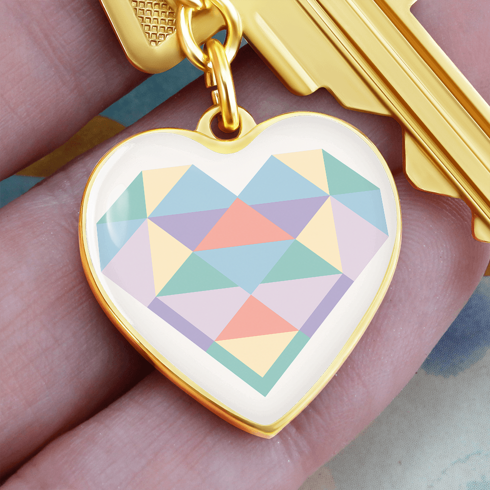 Modern Geometric Heart Keychain