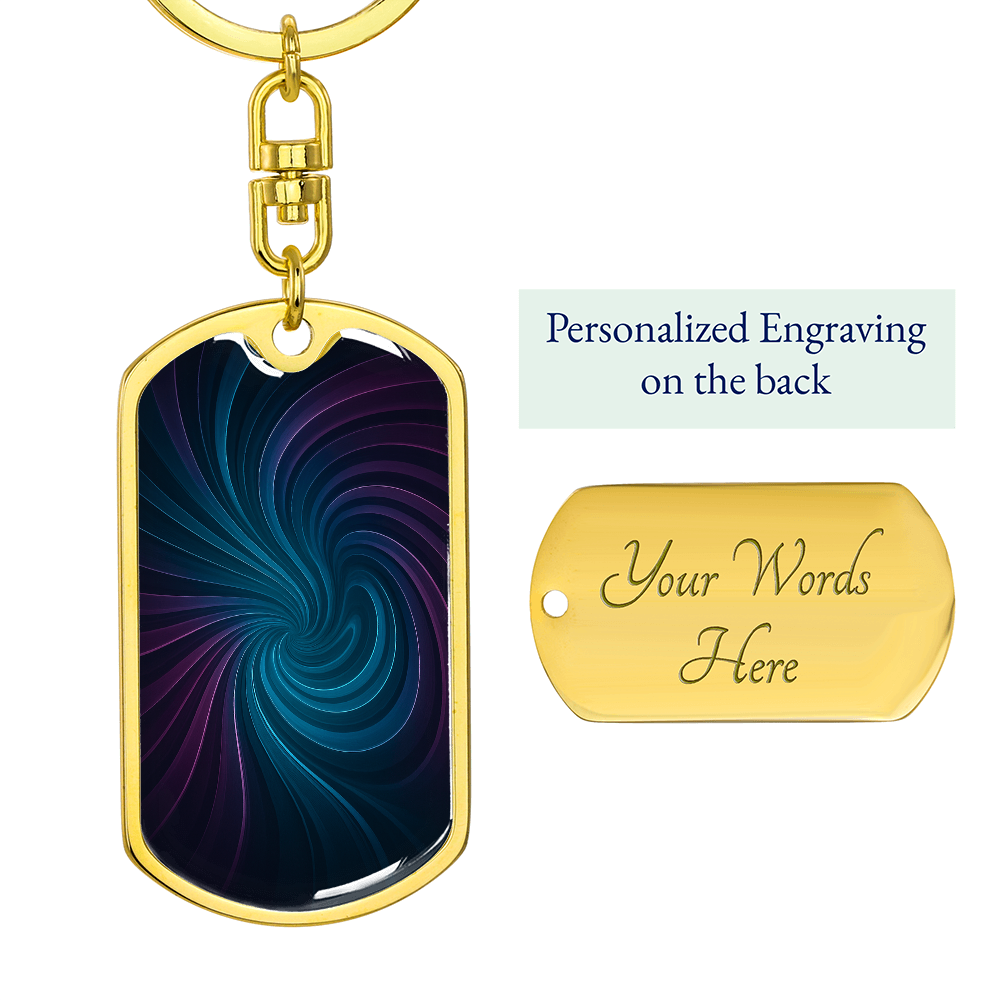 Cosmic Swirl Dog Tag Keychain