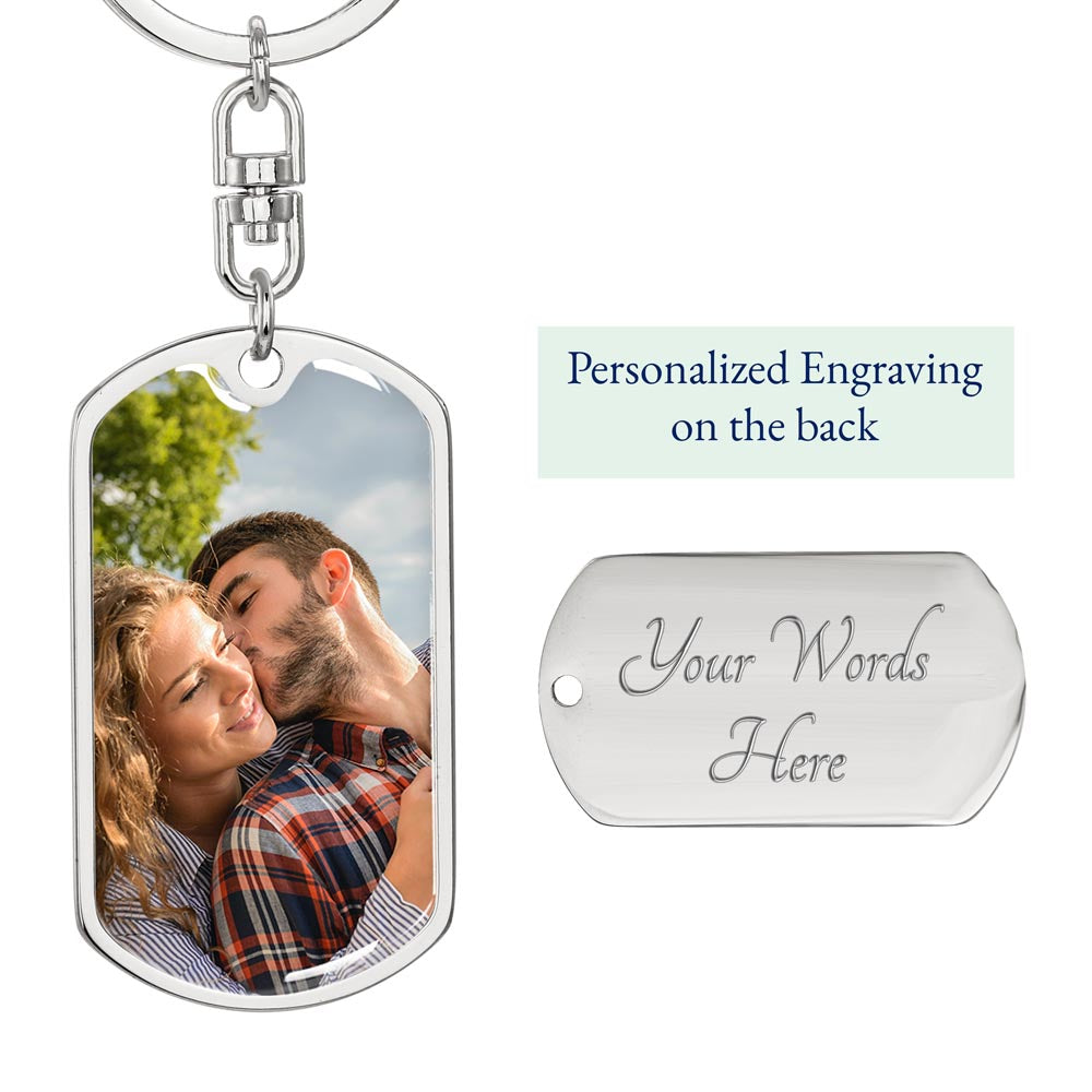 Vertical Swirl Photo Dog Tag Keychain