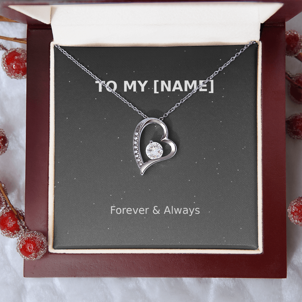 Custom Name – Forever & Always Love Necklace (Grey)