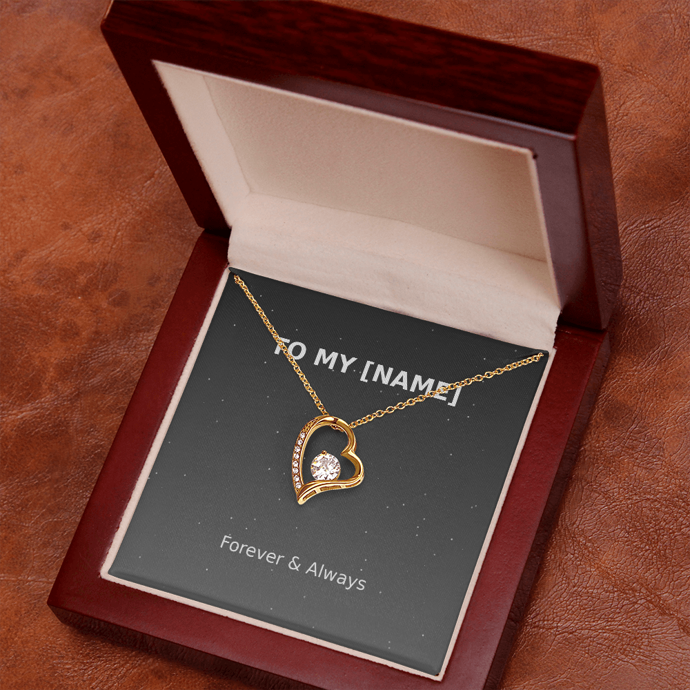 Custom Name – Forever & Always Love Necklace (Grey)