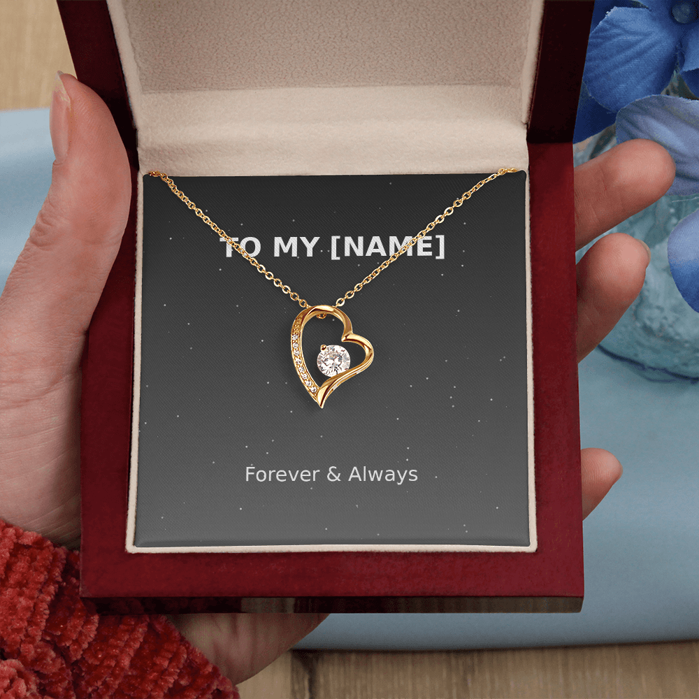 Custom Name – Forever & Always Love Necklace (Grey)