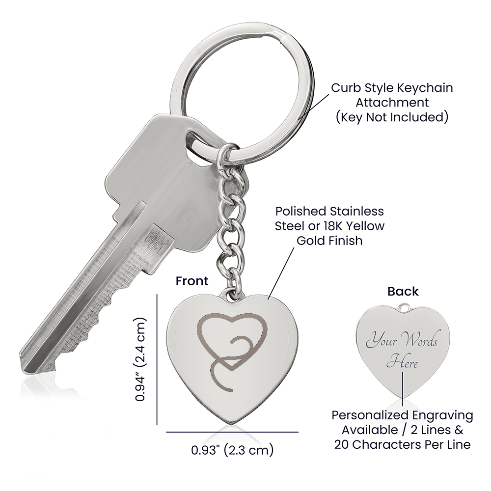 Elegant Swirl Heart Keychain