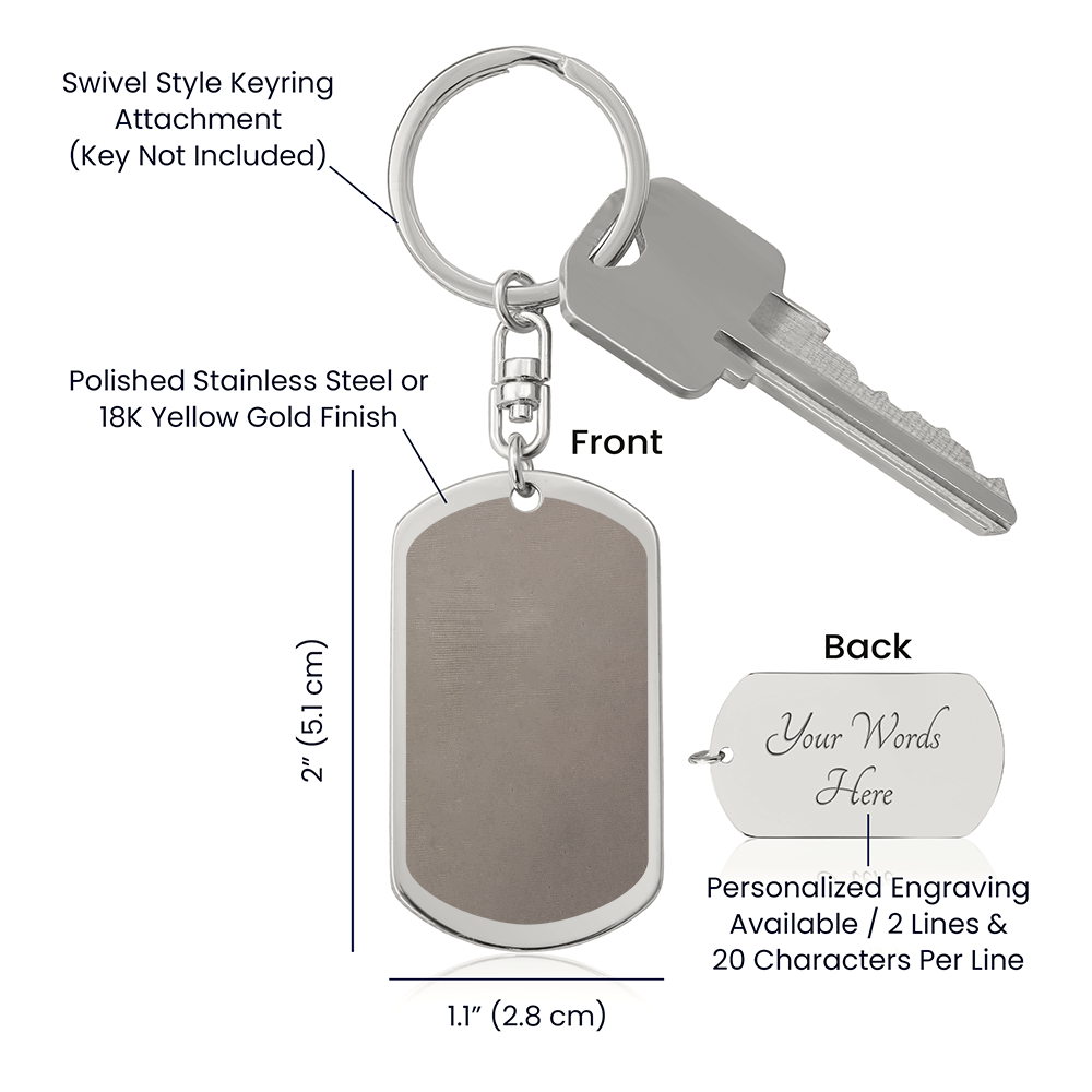 Vertical Swirl Dog Tag Keychain