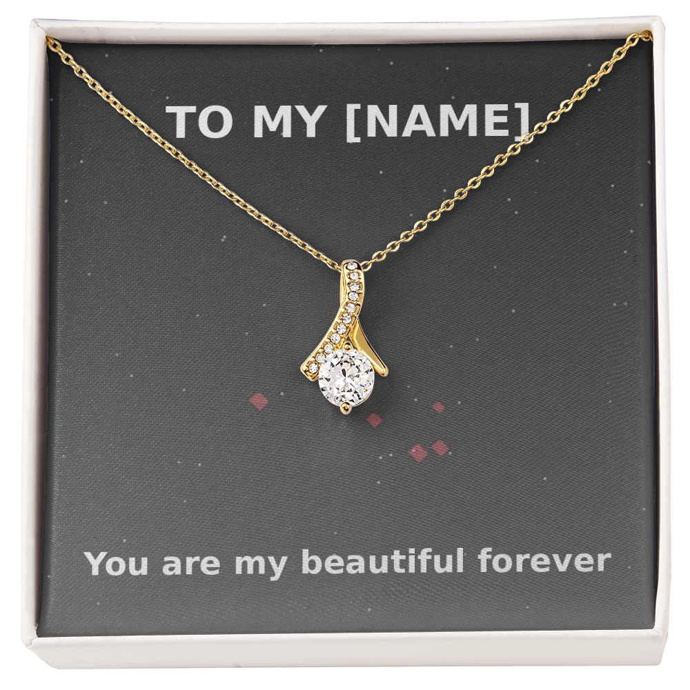 Custom Name – Beautiful Forever Alluring Beauty Necklace (Grey)