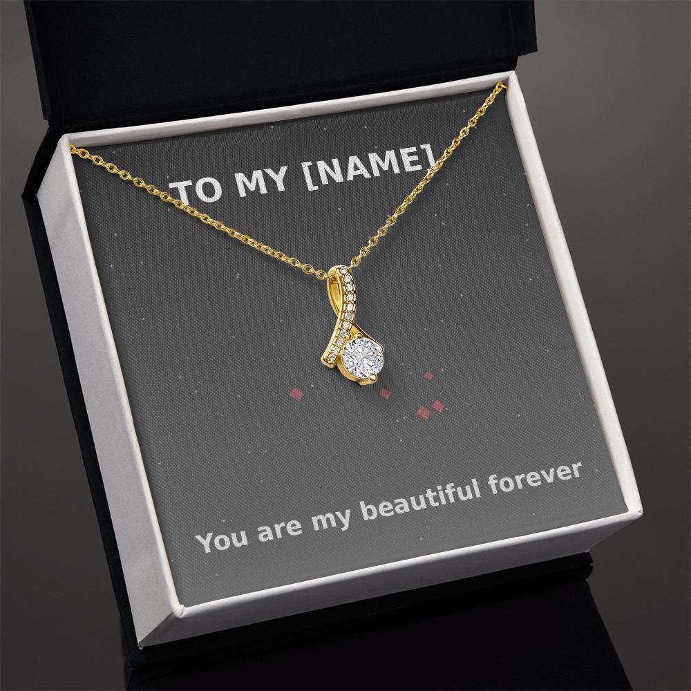 Custom Name – Beautiful Forever Alluring Beauty Necklace (Grey)
