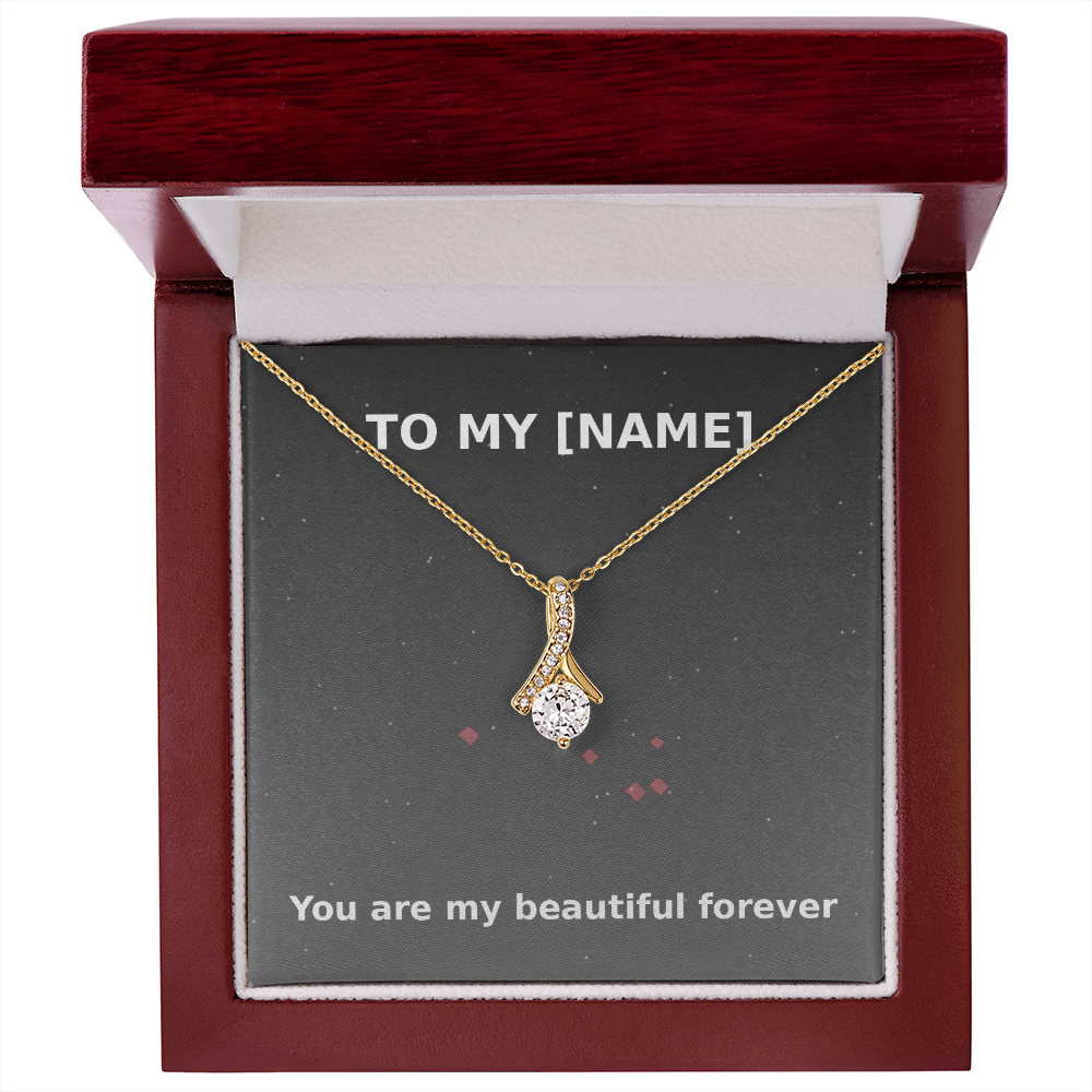 Custom Name – Beautiful Forever Alluring Beauty Necklace (Grey)