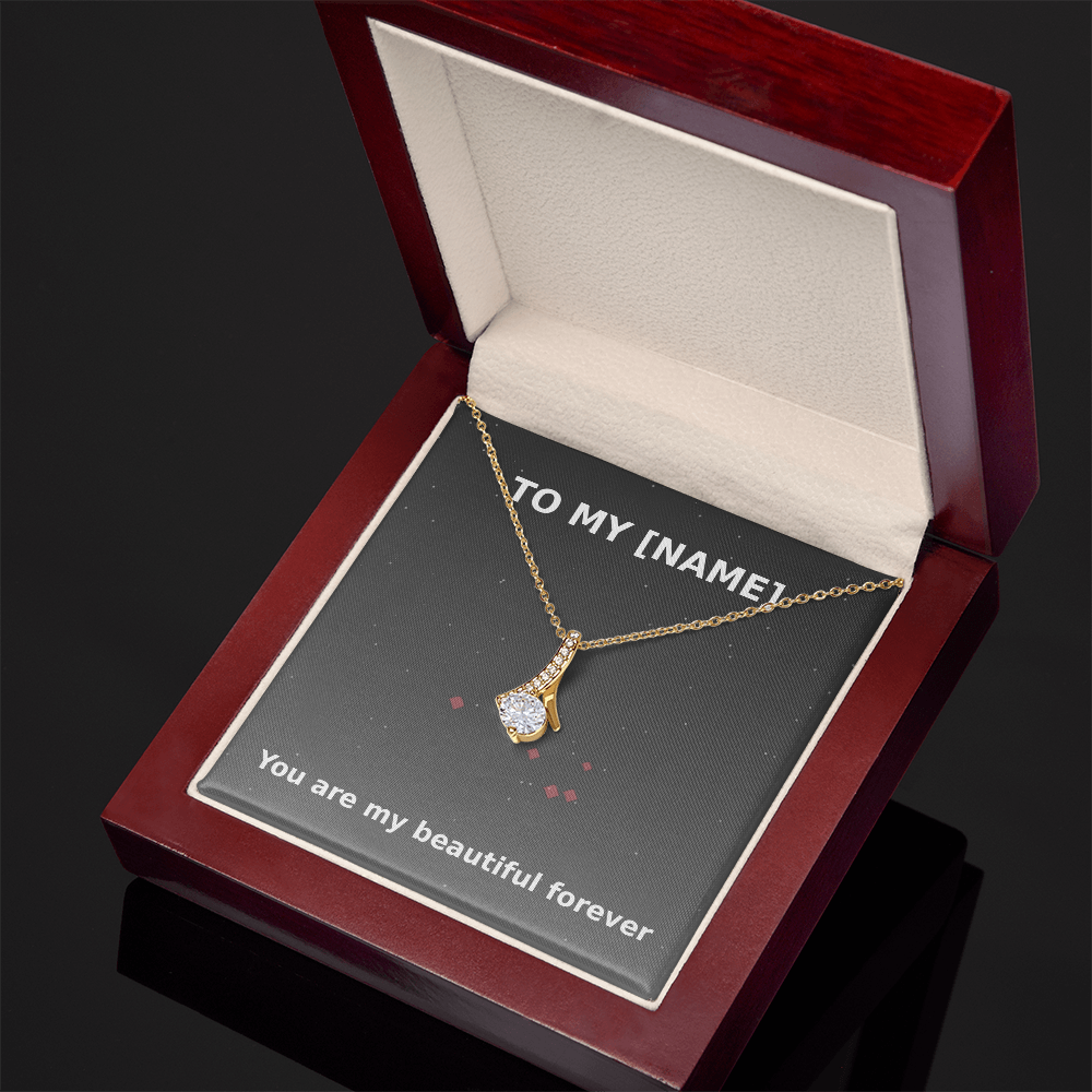 Custom Name – Beautiful Forever Alluring Beauty Necklace (Grey)