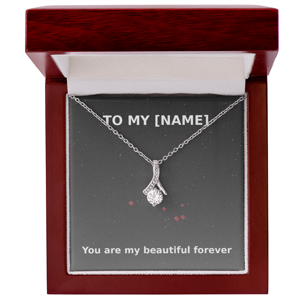 Custom Name – Beautiful Forever Alluring Beauty Necklace (Grey)