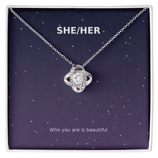 She/Her Pronoun – Love Knot Necklace